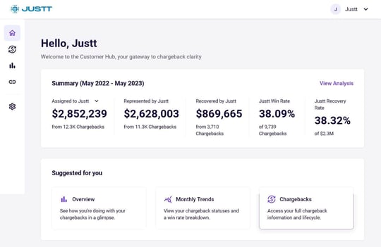 Justt Customer Hub Dashboard